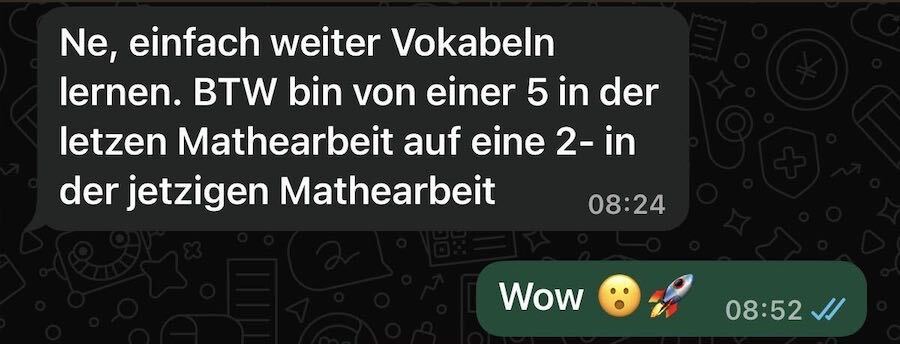 WhatsApp Nachricht eines Schülers 1
