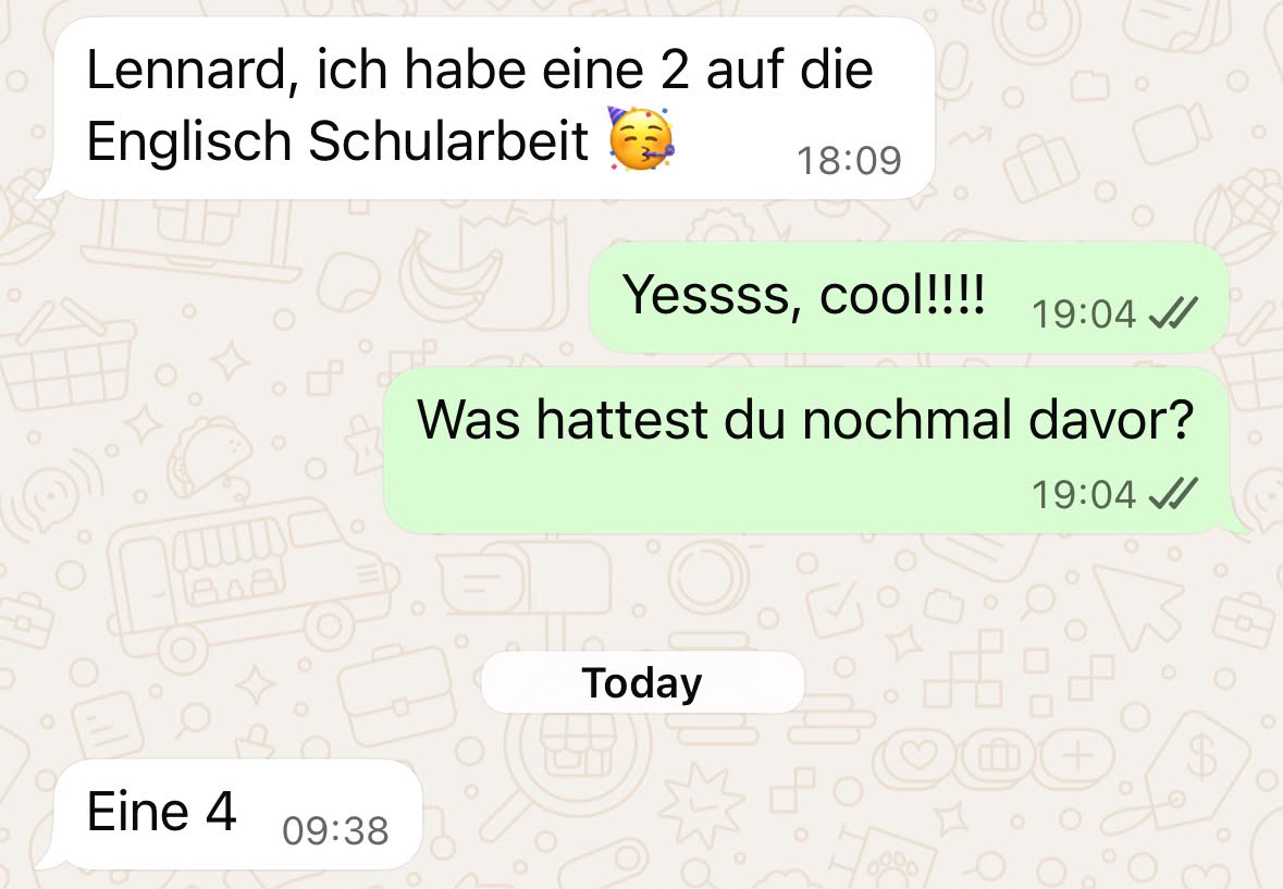 WhatsApp Nachricht eines Schülers 4