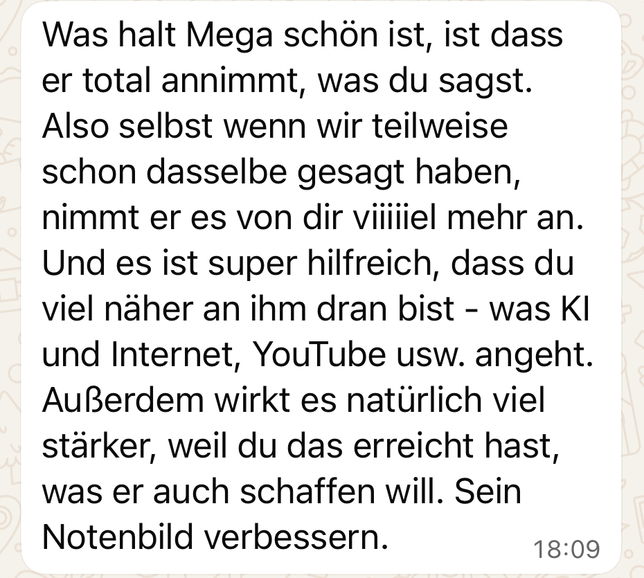 WhatsApp Nachricht eines Schülers 9