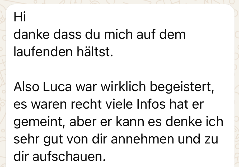 WhatsApp Nachricht eines Schülers 10