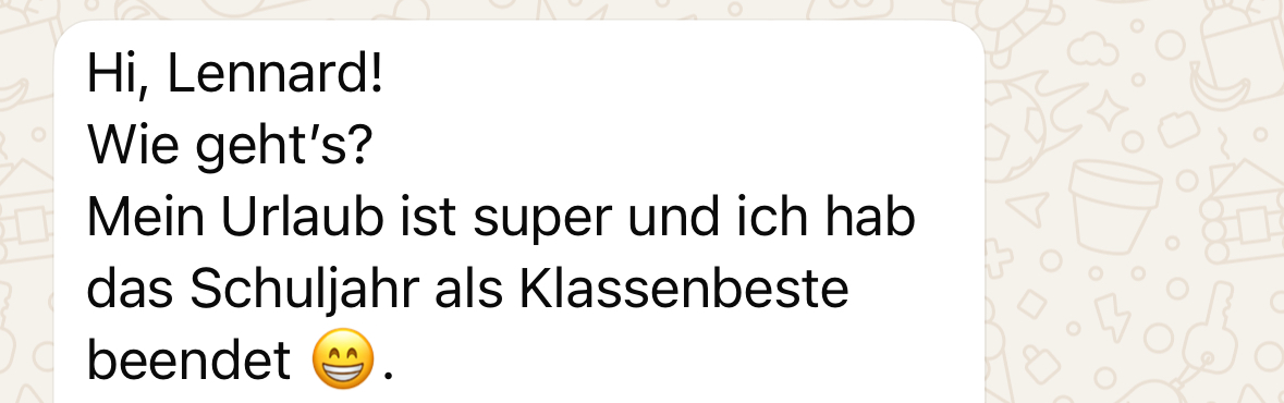 WhatsApp Nachricht eines Schülers 6