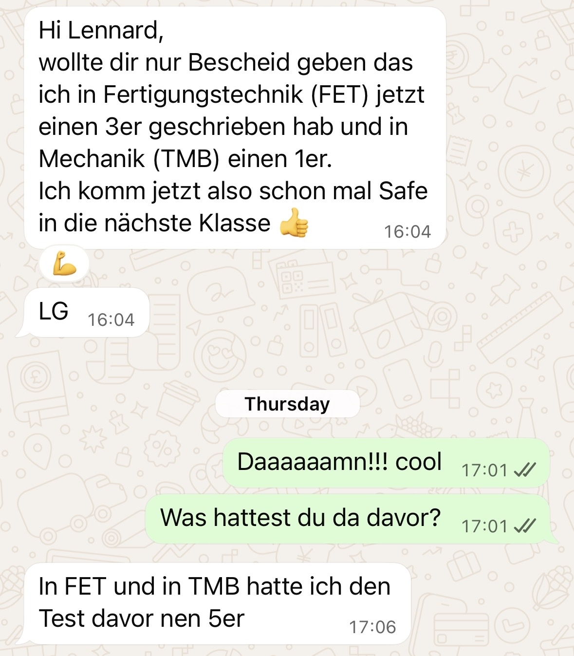 WhatsApp Nachricht eines Schülers 3