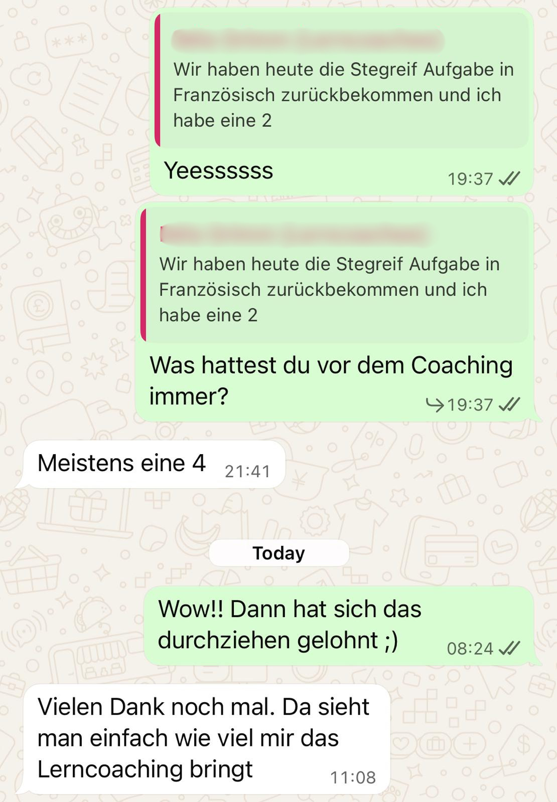 WhatsApp Nachricht eines Schülers 2