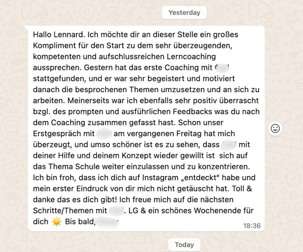 WhatsApp Nachricht eines Schülers 14
